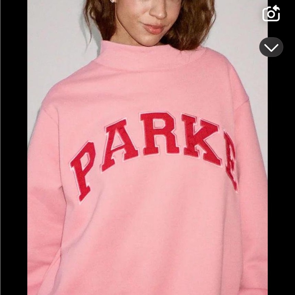 Pink Sweatshirt with Bold Red LettersNWOT PARKE MOCKNECK